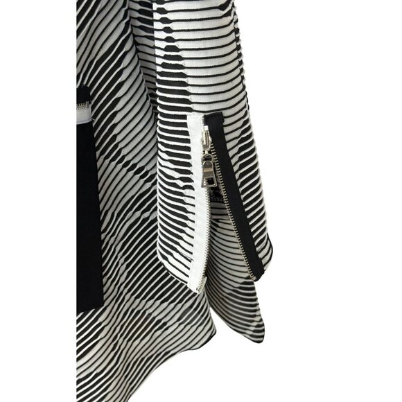 IC by Connie K Open Front Jacket Topper Black White Ribbed Pockets Artsy Size M - Picture 5 of 9